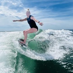 Wakesurfing female Clearwater Beach