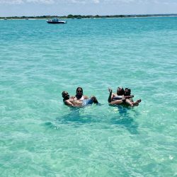 Two couples having fun in the water
