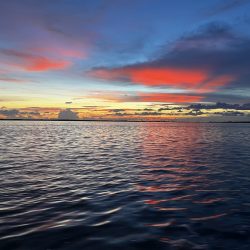 The dazzling colors seen during a sunset from the pontoon during a sunset tour.